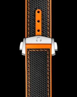Black rubber strap with foldover clasp for the Seamaster Planet Ocean 600M