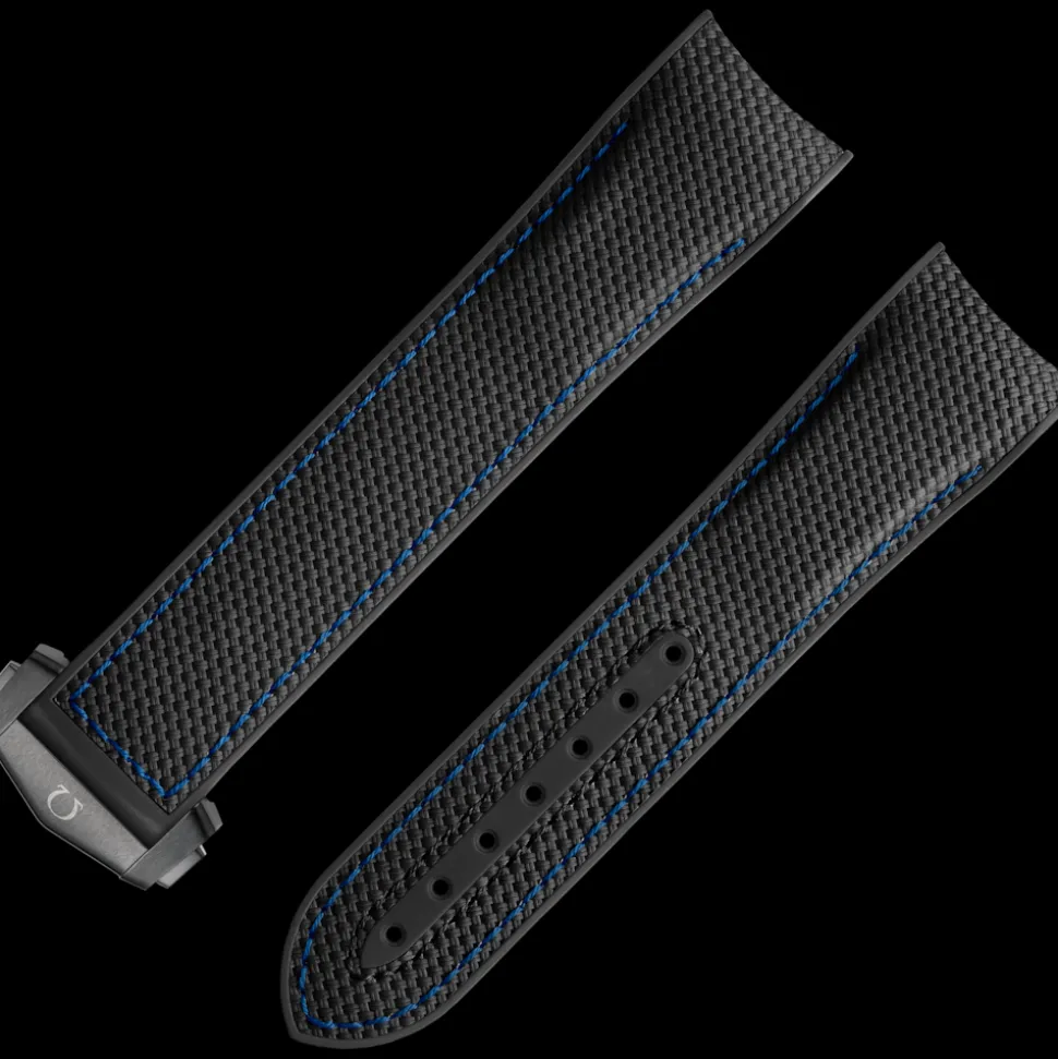 Black rubber strap with foldover clasp for the Seamaster Planet Ocean 600M