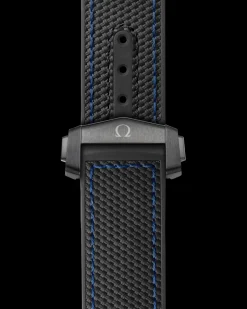 Black rubber strap with foldover clasp for the Seamaster Planet Ocean 600M