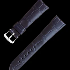 Blue alligator leather strap with pin buckle