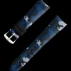 Blue camo leather strap with pin buckle