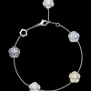 Bracelet, 18k white gold, angelite, chalcedony, jade, opale