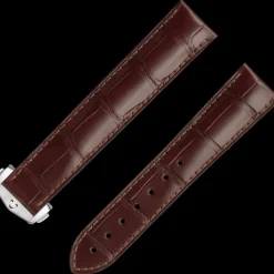 Brown alligator leather strap with foldover clasp