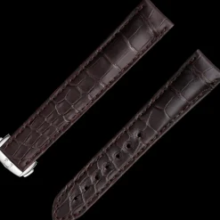 Brown alligator leather strap with foldover clasp