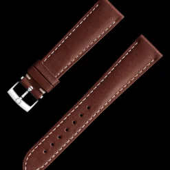 Brown leather strap with pin buckle