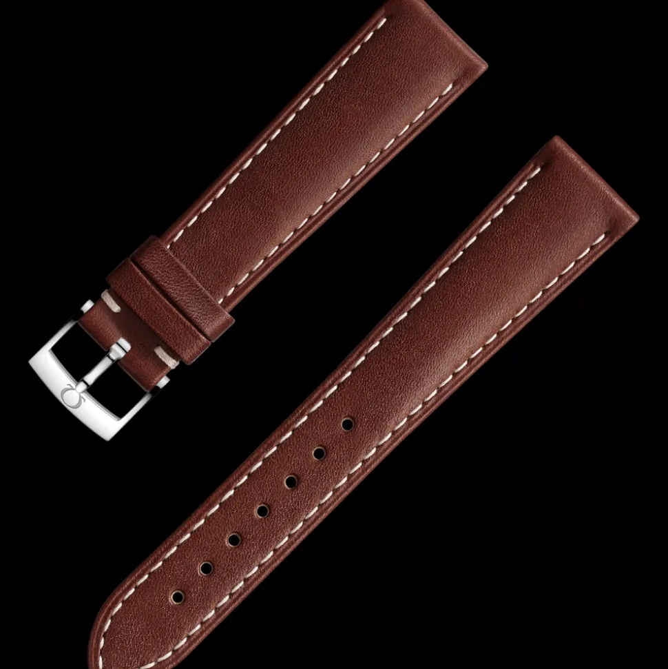 Brown leather strap with pin buckle