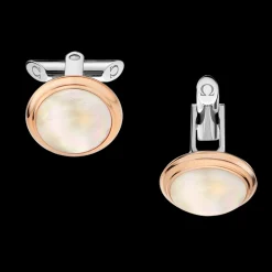 Cufflinks, 18k red gold, mother‑of‑pearl, stainless steel