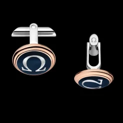 Cufflinks, 18k red gold, mother‑of‑pearl, stainless steel
