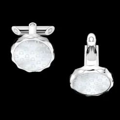 Cufflinks, mother‑of‑pearl, stainless steel