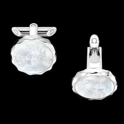 Cufflinks, mother‑of‑pearl, stainless steel