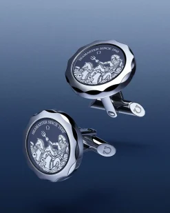Cufflinks, sapphire crystal plates, stainless steel
