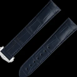 Dark blue alligator leather strap with foldover clasp