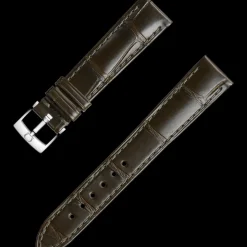 Dark green alligator leather strap with pin buckle
