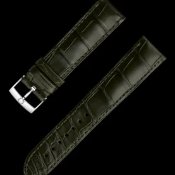 Dark green alligator leather strap with pin buckle
