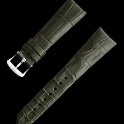 Dark green alligator leather strap with pin buckle