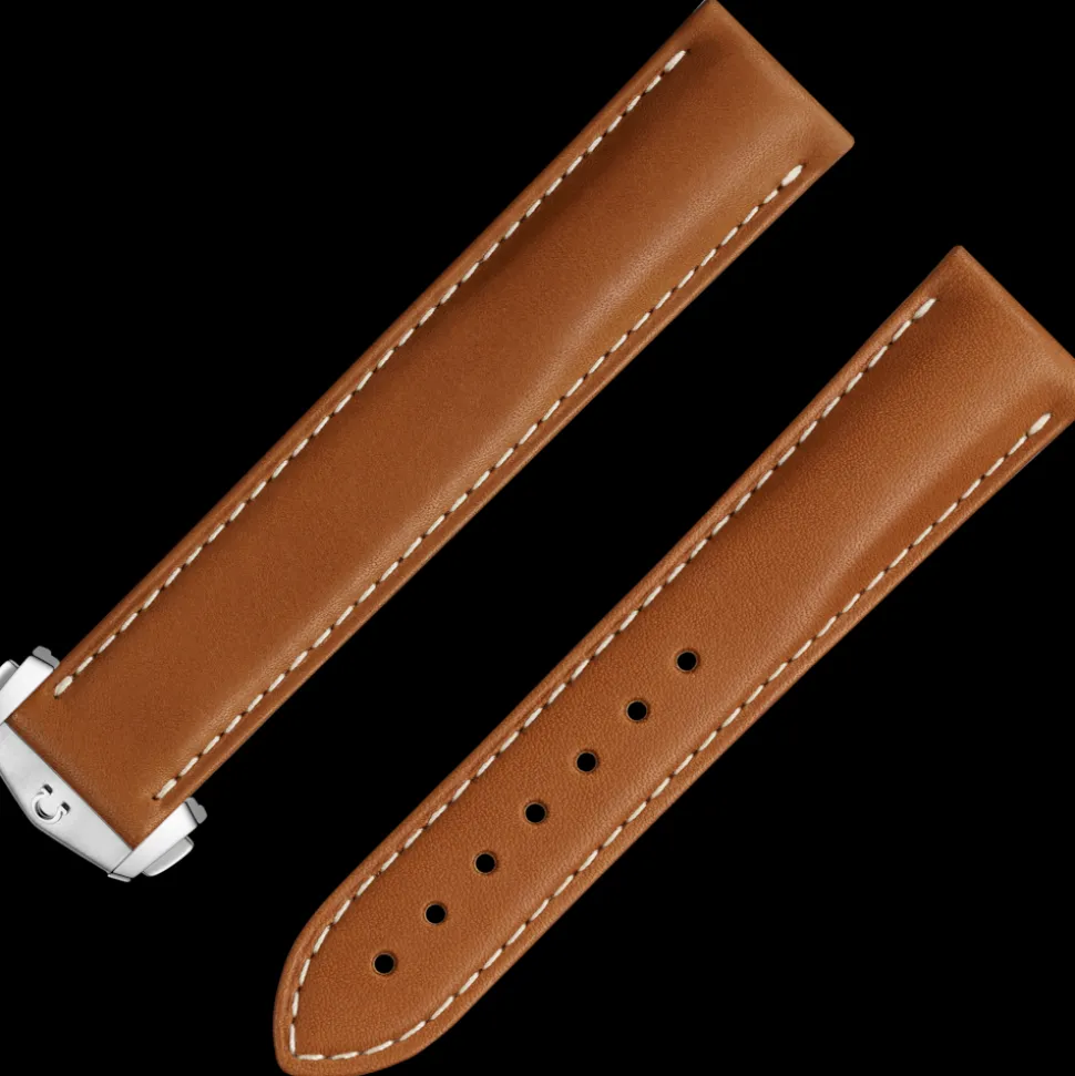 Golden brown leather strap with foldover clasp