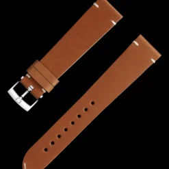 Golden brown leather strap with pin buckle