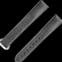 Grey alligator leather strap with foldover clasp
