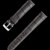 Grey alligator leather strap with pin buckle