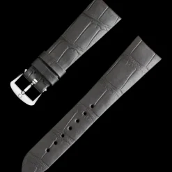 Grey alligator leather strap with pin buckle