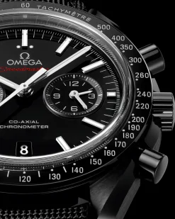 44.25 mm, black ceramic on coated nylon fabric strap with foldover clasp