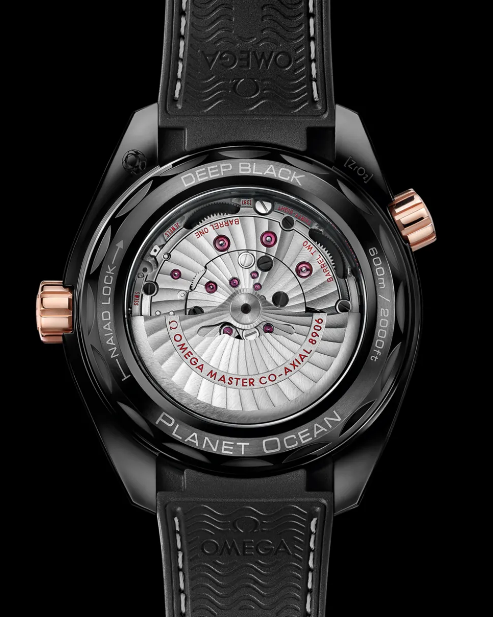 45.5 mm, black ceramic on leather strap with rubber lining
