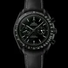 44.25 mm, black ceramic on leather strap