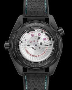 45.5 mm, black ceramic on rubber strap