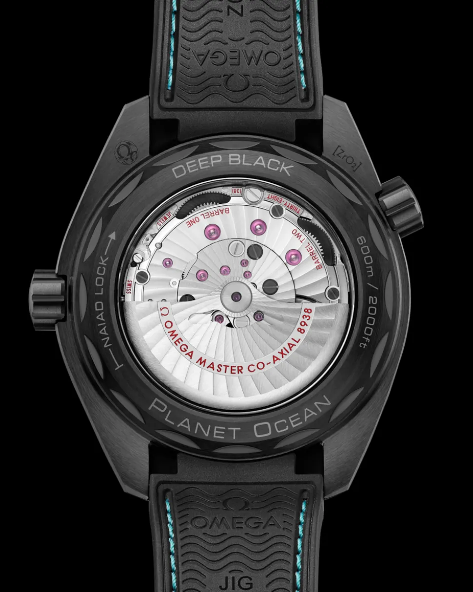 45.5 mm, black ceramic on rubber strap