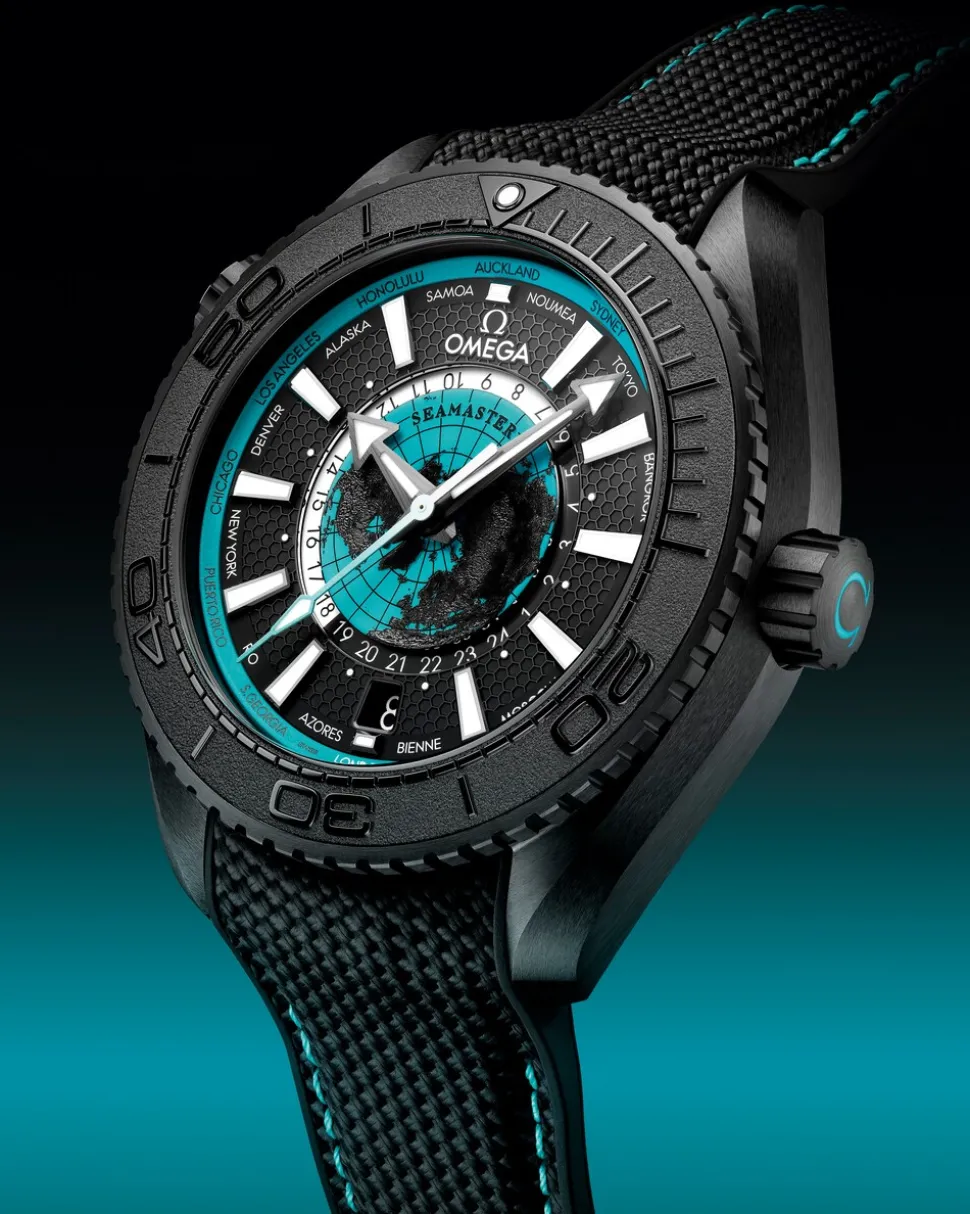 45.5 mm, black ceramic on rubber strap