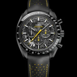 44.25 mm, black ceramic on rubber strap