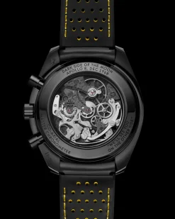 44.25 mm, black ceramic on rubber strap