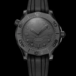 43.5 mm, black ceramic on rubber strap