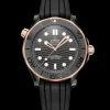 43.5 mm, black ceramic on rubber strap