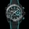 45.5 mm, black ceramic on rubber strap