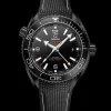 45.5 mm, black ceramic on rubber strap