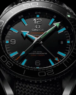 45.5 mm, black ceramic on rubber strap