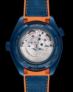 45.5 mm, blue ceramic on rubber strap