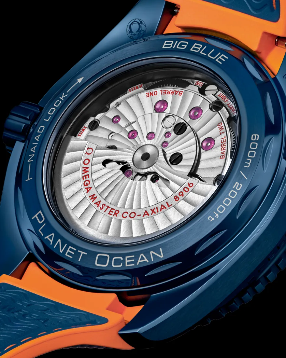 45.5 mm, blue ceramic on rubber strap
