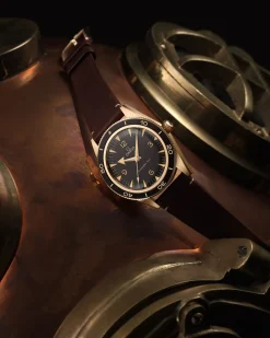 41 mm, Bronze gold on leather strap