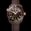 39.5 mm, brown ceramic on rubber strap