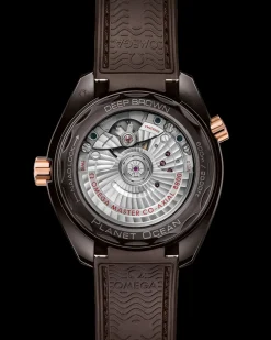 39.5 mm, brown ceramic on rubber strap