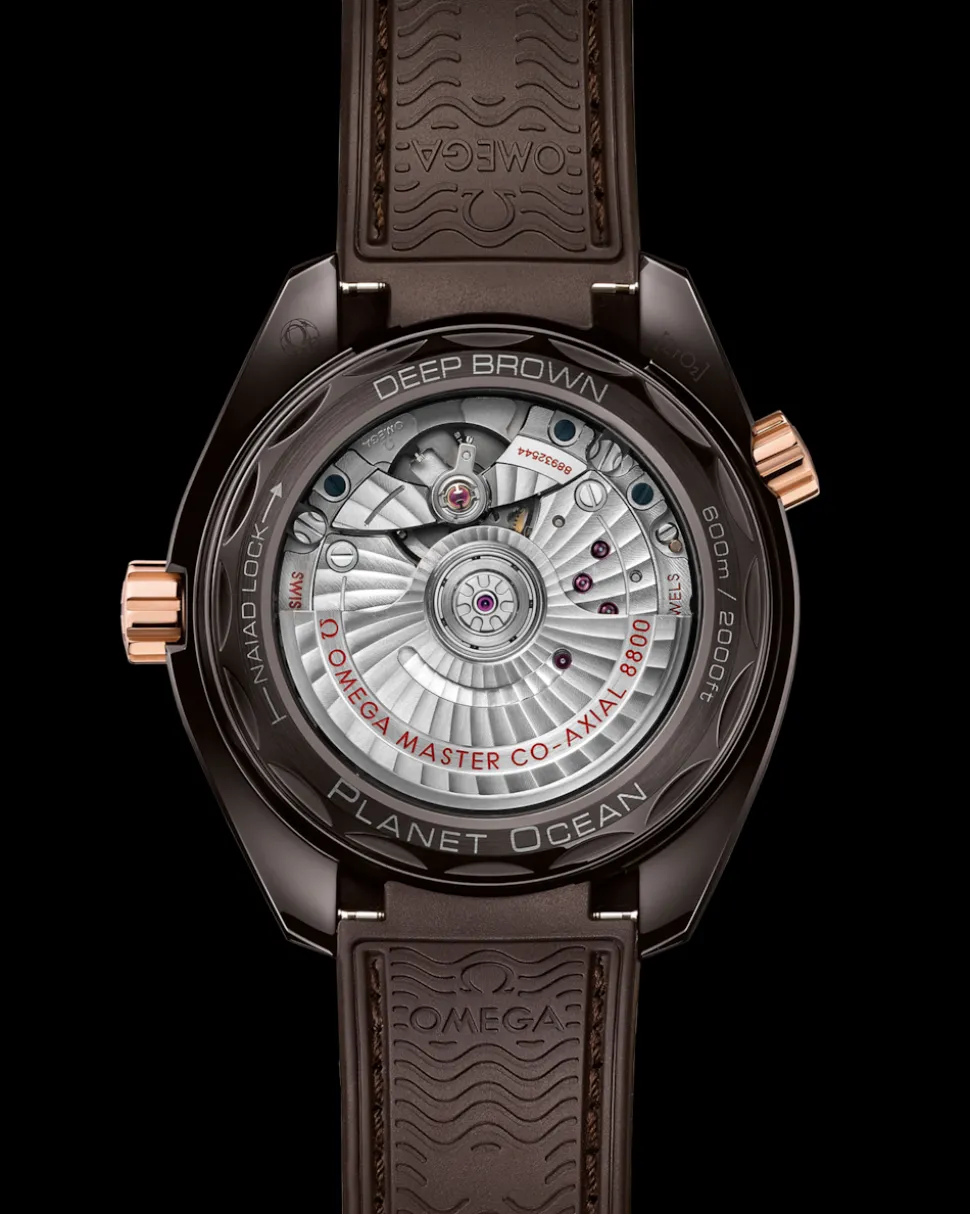 39.5 mm, brown ceramic on rubber strap