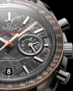 44.25 mm, grey ceramic on leather strap with foldover clasp