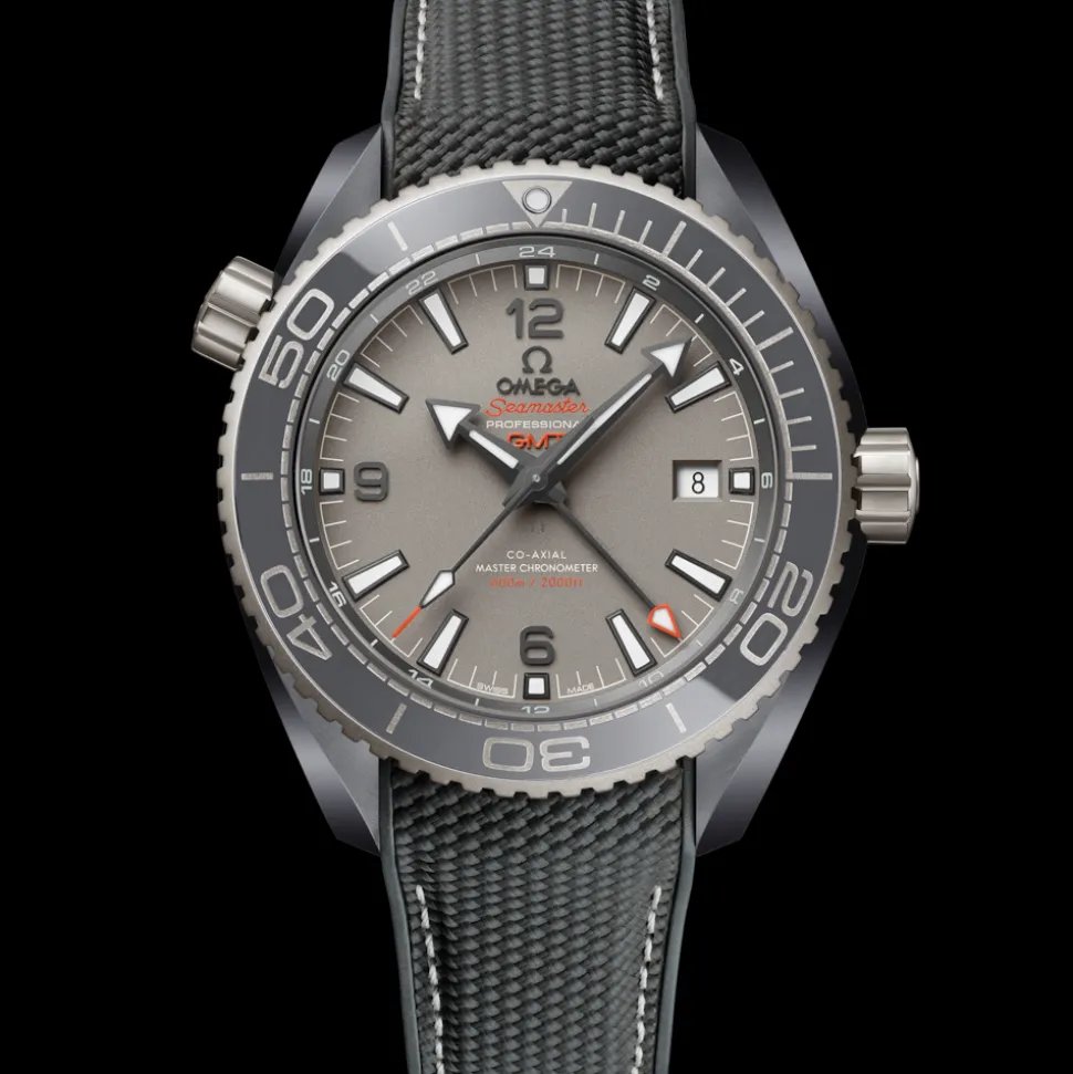 45.5 mm, grey ceramic on rubber strap