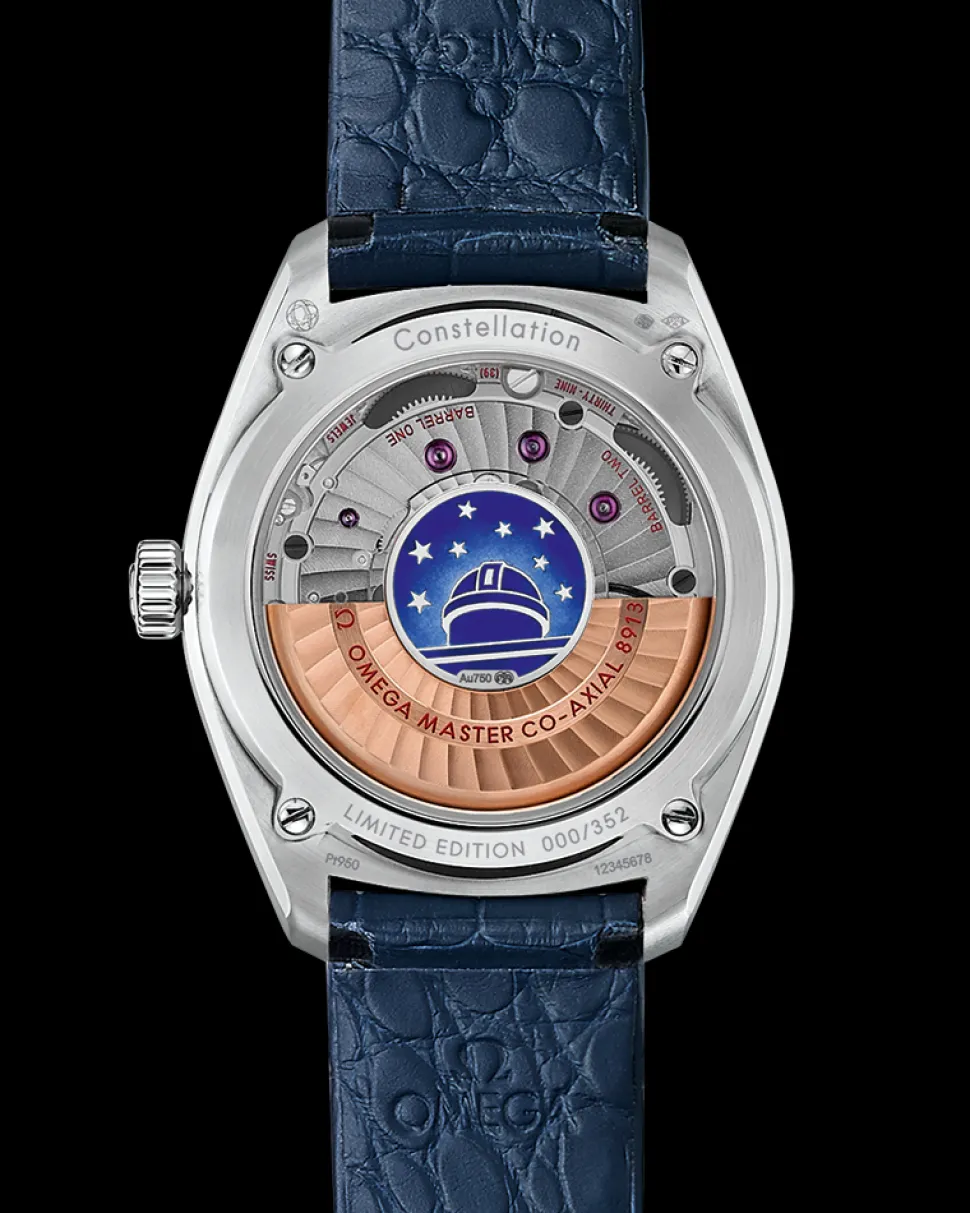 39 mm, platinum on leather strap