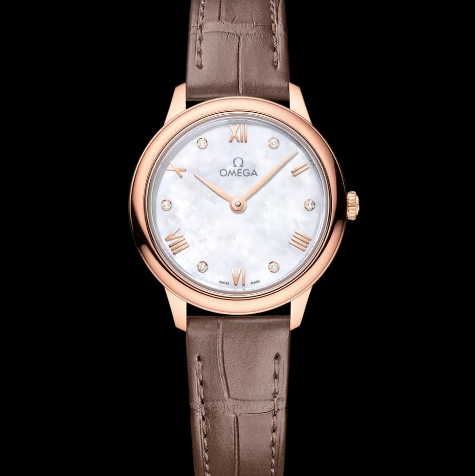 27.5 mm, Sedna™ gold on leather strap