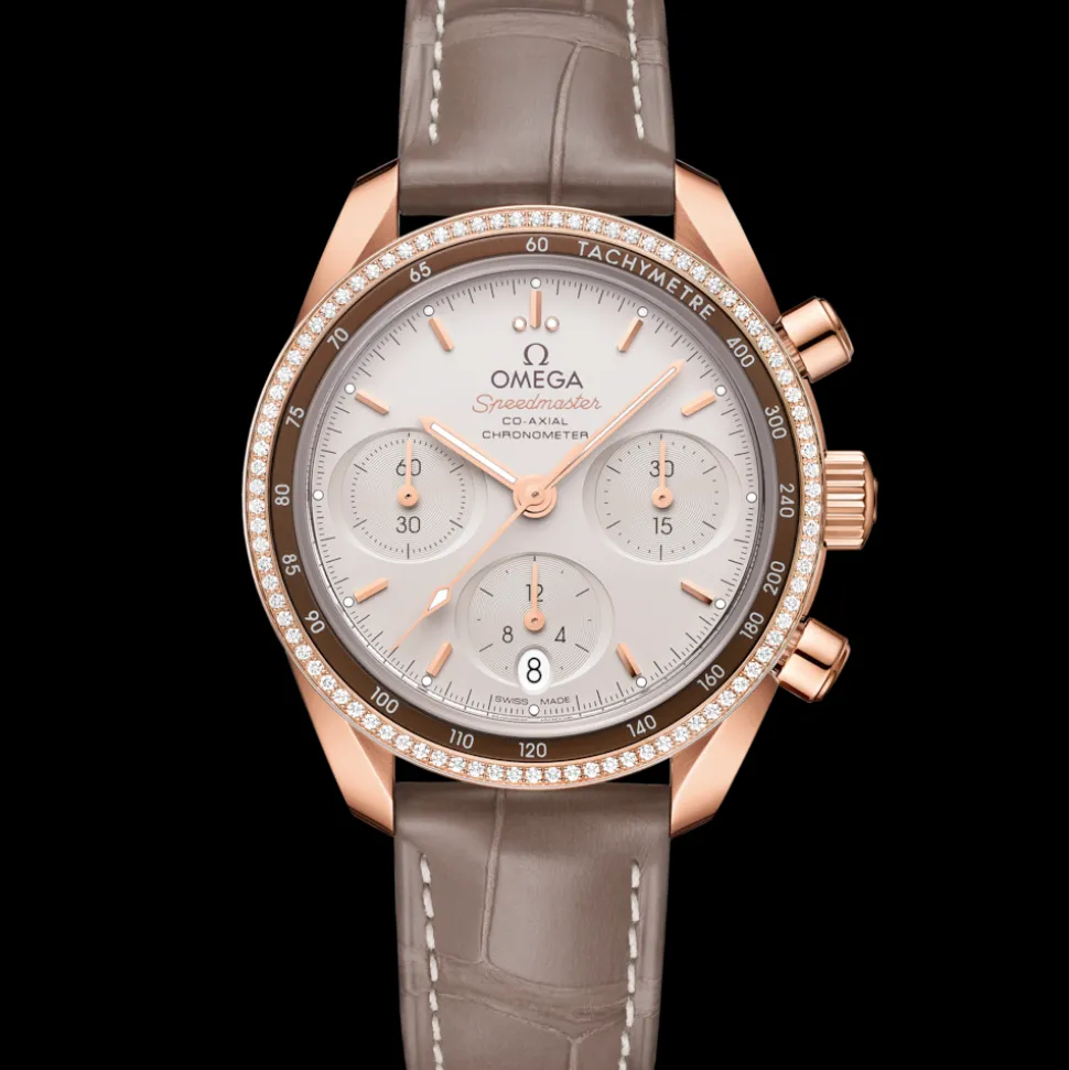 38 mm, Sedna™ gold on leather strap