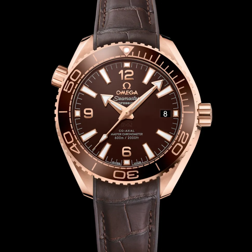 39.5 mm, Sedna™ gold on leather strap with rubber lining