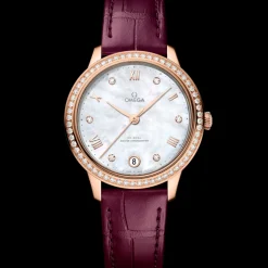 34 mm, Sedna™ gold on leather strap
